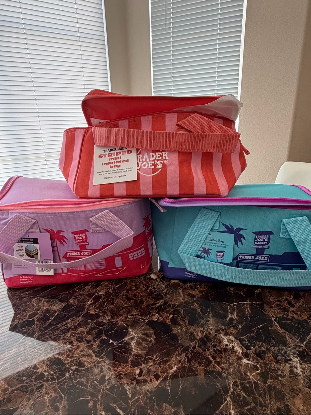 Set of Three (3) Limited Edition Trader Joe's Summer Mini Insulated Bags